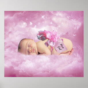 Pinkfarbene junge Mädchen-Wolken Fantasy-Schlafzim Poster