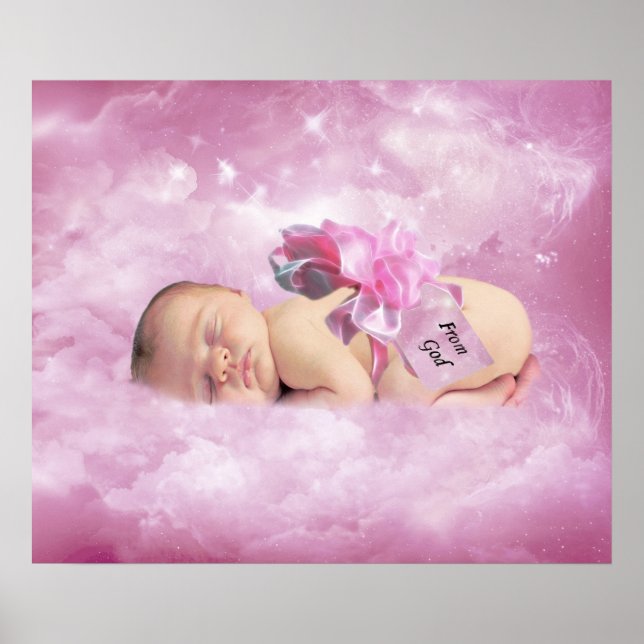 Pinkfarbene junge Mädchen-Wolken Fantasy-Schlafzim Poster (Vorne)