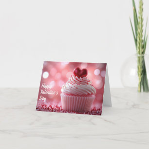 Pinkfarbene Kuchen mit Herzenslust Valentins Gruß Feiertagskarte