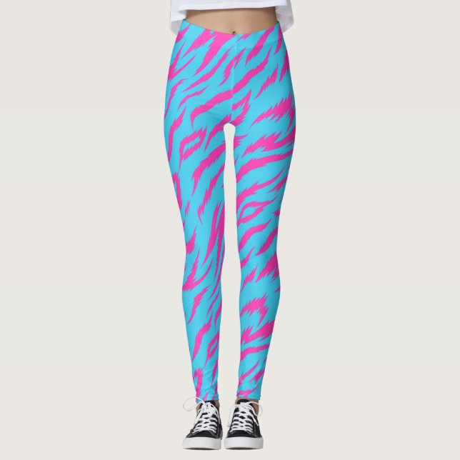 Pinkfarbene Leggings mit hellblauem Hintergrund (Vorderseite)