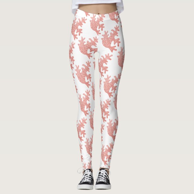 Pinkfarbene, pastellfarbene Glitzern Leggings (Vorderseite)