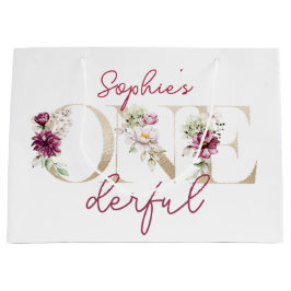 Pinkfarbene Pfingsteine auf eine bunte Geburtstags Große Geschenktüte