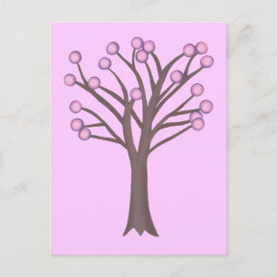 Pinkfarbene Polka Dots Tree Postkarten
