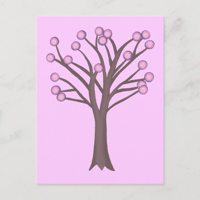 Pinkfarbene Polka Dots Tree Postkarten (Vorderseite)