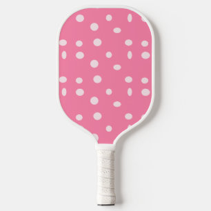 Pinkfarbene Polka-Punkte auf rosa Pickleball Schläger