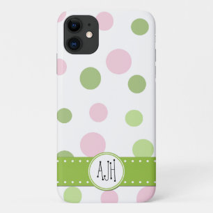 Pinkfarbene Polka-Punkte, grüne Polka-Punkte, Mono Case-Mate iPhone Hülle