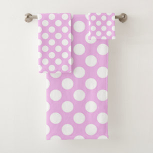 Pinkfarbene Polka-Punkte, Polka-Punktmuster, Punkt Badhandtuch Set