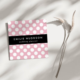 Pinkfarbene Polka-Punkte, Polka-Punktmuster, Punkt Quadratische Visitenkarte