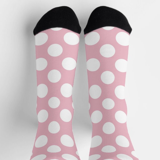 Pinkfarbene Polka-Punkte, Polka-Punktmuster, Punkt Socken (Oben)