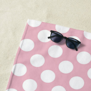 Pinkfarbene Polka-Punkte, Polka-Punktmuster, Punkt Strandtuch