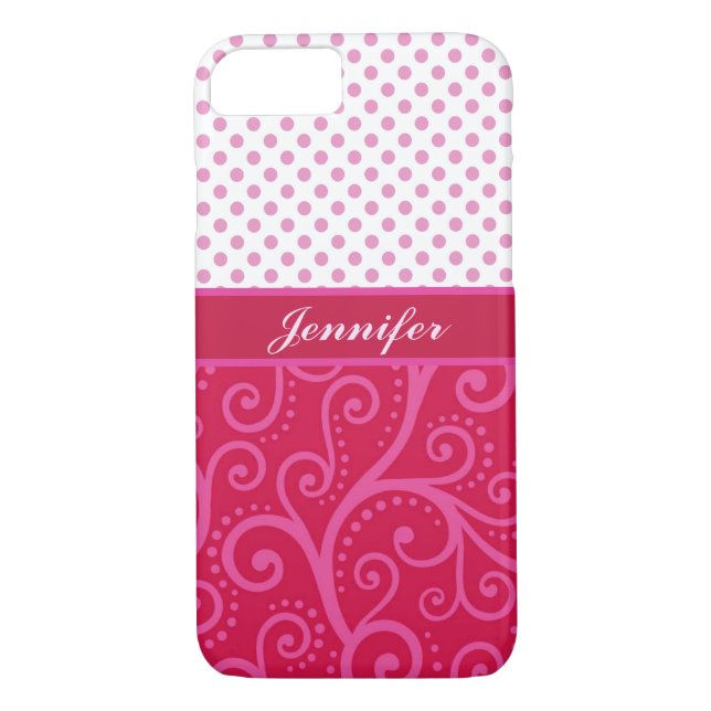 Pinkfarbene Polka-Punkte, Sehnen, Kreise, personal Case-Mate iPhone Hülle (Rückseite)