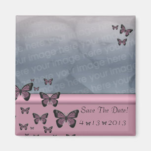 Pinkfarbene Schmetterlinge Save the Date Magnet