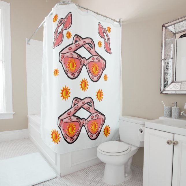 Pinkfarbene Sonnenbrille Jugendliche duschen Vorha Duschvorhang (Beispiel)