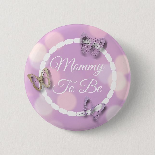 Pinkfarbene Tasten Mommy wird Baby Shower Button (Vorderseite)