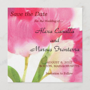 Pinkfarbene Tulips beim Hochzeitsehen speichern Si Save The Date