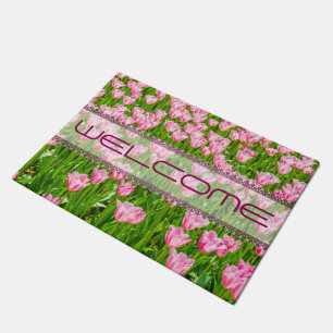 Pinkfarbene Tulpenfelder Fußmatte