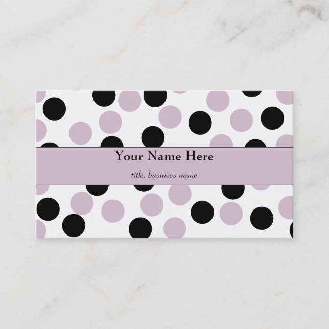 Pinkfarbene und schwarze Polka Dot Business Card Visitenkarte (Vorderseite)