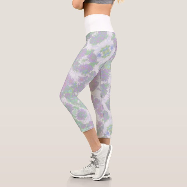 Pinkfarbene, violette Blumen Leggings (Links)