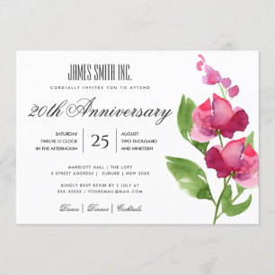 PINKFARBENE WATERCOLOR-BLUMEN CORPORATE PARTY VERA EINLADUNG