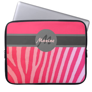 Pinkfarbene Zebrastreifen mit anpassbarer Notebook Laptopschutzhülle