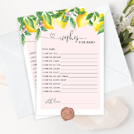 Pinkfarbene Zitronenwünsche für die Babykarte