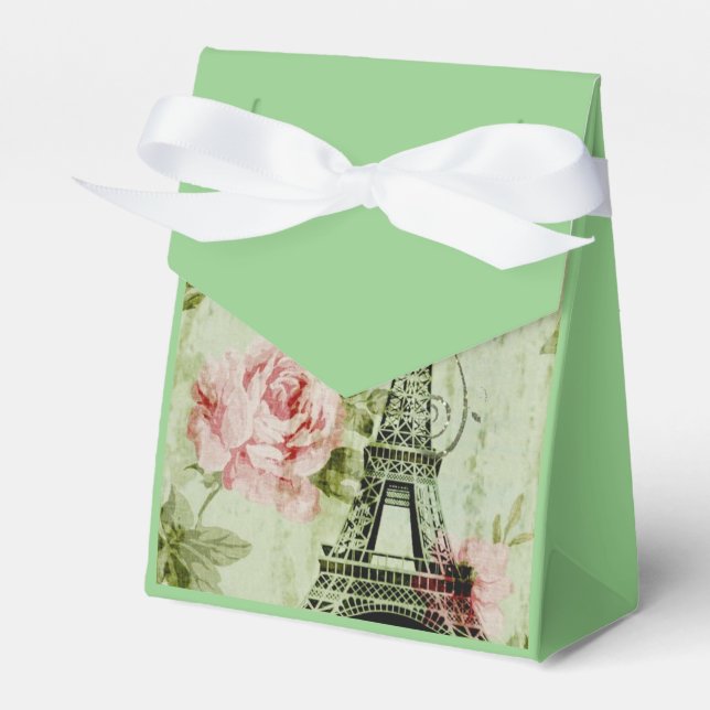 Pinkfarbener Eiffelturm mit zauberhaftem Frühling Geschenkschachtel (Vorderseite)