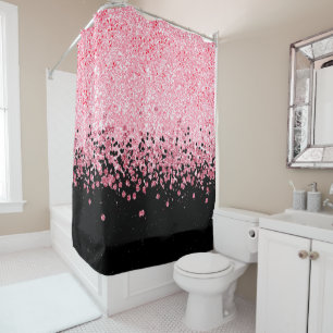 Pinkfarbener Glitter Duschvorhang