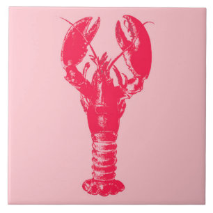 Pinkfarbener Hummer auf hellem korallenrotem Rosa Fliese