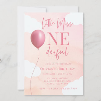 Pinkfarbener Luftballon Little Miss Onederful 1. G Einladung