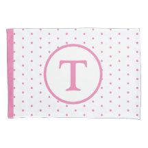 Pinkfarbener Polka-Dot-Girl-Monogram-Pillowcase