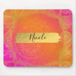 Pinkfarbener rosa Orangen-u. Goldindischer Mousepad