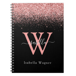 Pinkfarbener schwarzer Glitter eleganter Schriftna Notizblock