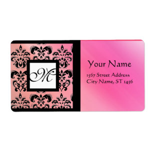 PINKFARBENER SCHWARZER ROSA SILK DAMAST,