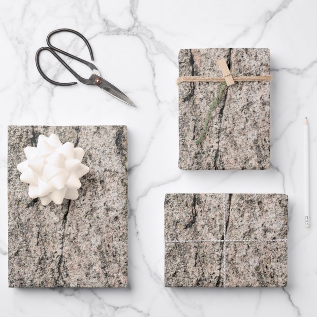 Pinkfarbenes, beiges Stone-Gesicht Geschenkpapier Set (Vorderseite)