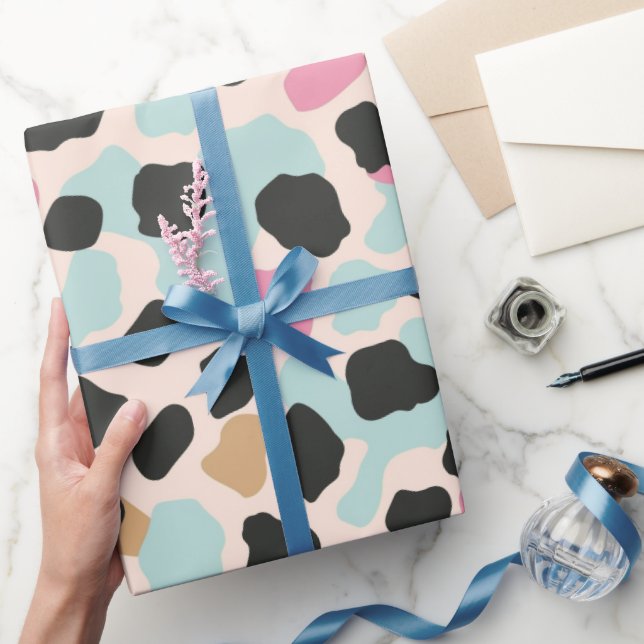 Pinkfarbige blaue Pastelfelder Geschenkpapier (Schenken)