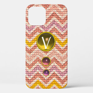 PINKGELBE GEMSTONEN UND MOSAISCHE CHEVRONS-MONOGRA Case-Mate iPhone HÜLLE