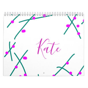 Pinkgrüner Kirschbaum Name boho retro rustikal fet Kalender