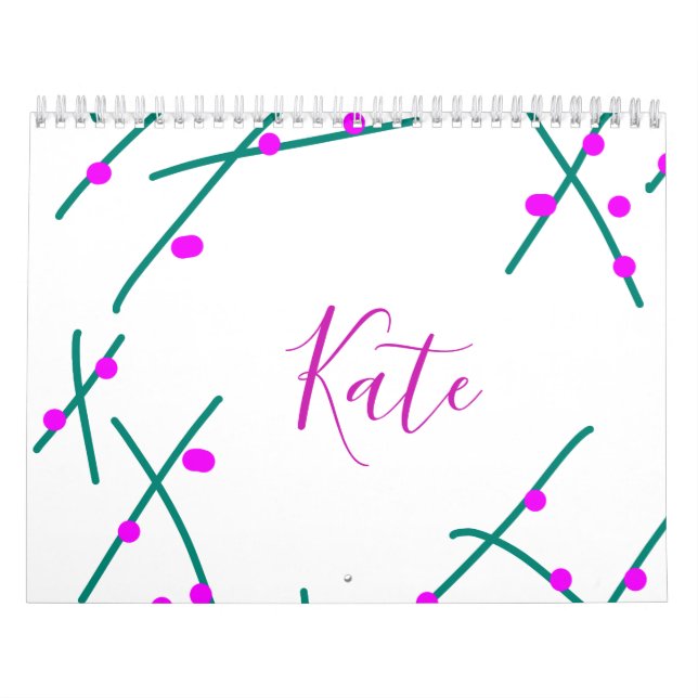Pinkgrüner Kirschbaum Name boho retro rustikal fet Kalender (Titelbild)