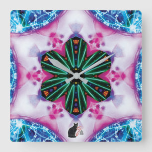 Pinkie Kaleidoscope Quadratische Wanduhr