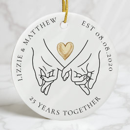 Pinkie Promise Heart Wedding Anniversary Foto Keramik Ornament