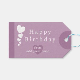 Pinkish Lilac Birthday Hearts Gift Tags Geschenkanhänger