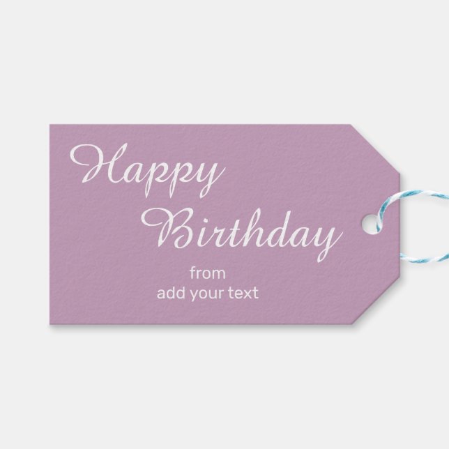 Pinkish Lilac GeburtstagsgeschenkTags Geschenkanhänger (Vorderseite (Horizontal))