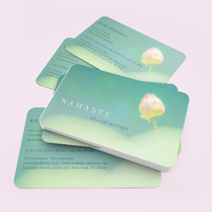 © Pinkish weißer Lotos-Blumen-Grün Visitenkarte