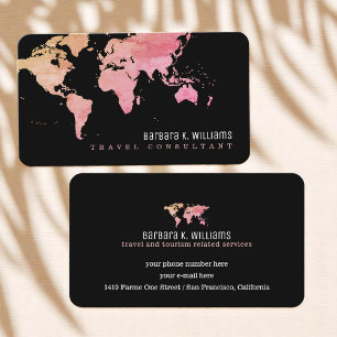 Pinkish World Map Travel Consultant Visitenkarte