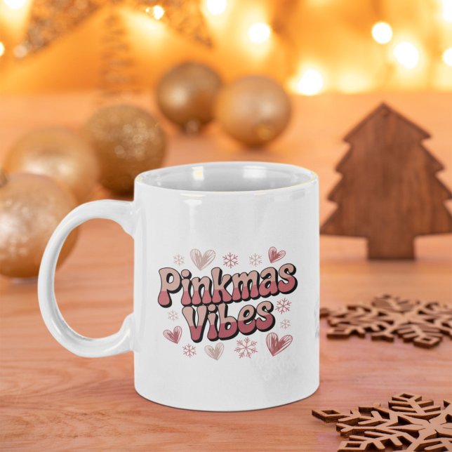 Pinkmas Vibes | Cute Girly Pink Christmas Kaffeetasse (Von Creator hochgeladen)