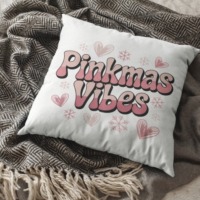 Pinkmas Vibes | Cute Girly Pink Christmas Kissen (Von Creator hochgeladen)