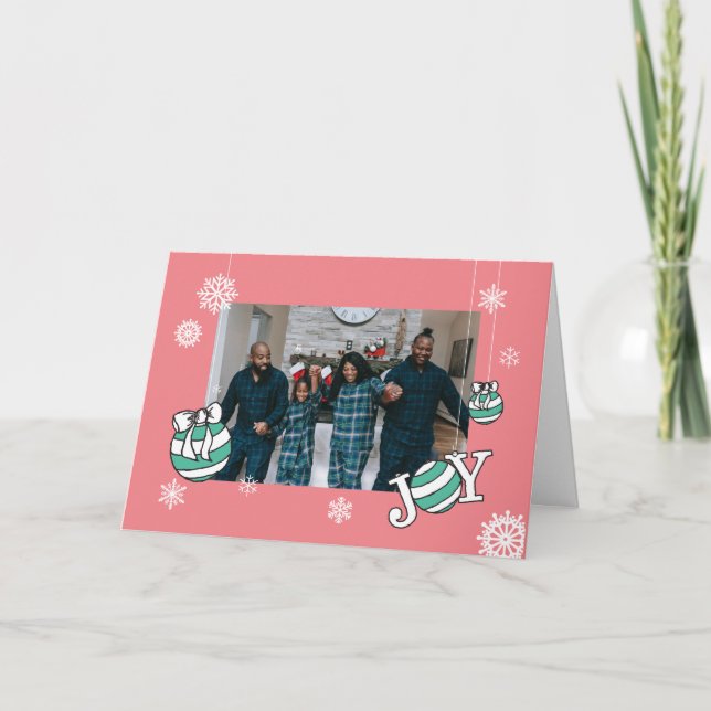 PinkOrnament Foto Weihnachtskarten OnlineWeihnacht Karte (Vorderseite)