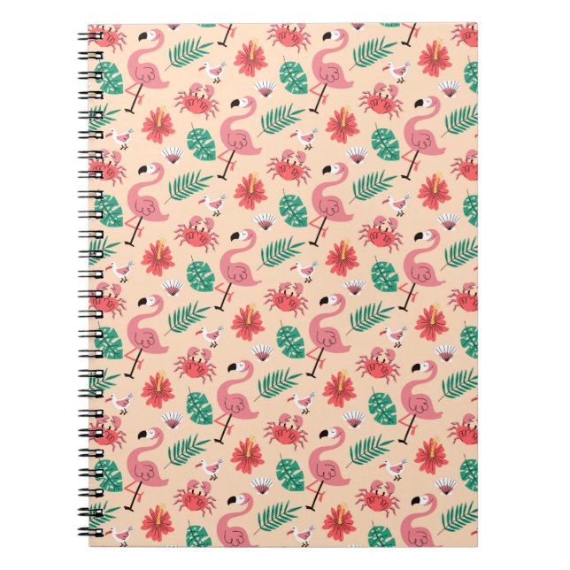 PinkPink Flamingo Sommer tropisches Muster-23123 Notizblock (Vorderseite)
