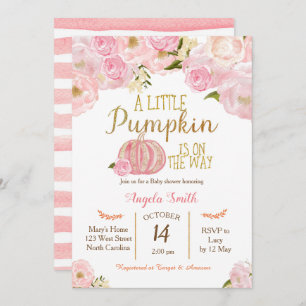 PinkPumpkin Baby Dusche Einladung Gold Glitzer