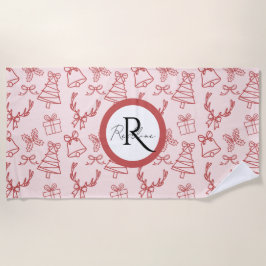 Pinkrosa-Monogramm Strandtuch